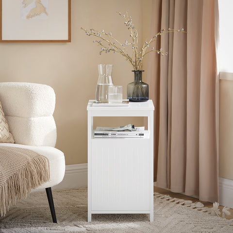 SoBuy FBT117-W Bijzettafel met 1 Schuifladen en 1 Plank, Sofa Bijzettafel, Salontafel, Nachtkastje, Slaapkamertafel