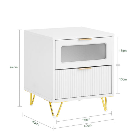 SoBuy FBT123-W Nachtkastje met 2 laden voor boxspringbed banktafel bijzettafel telefoontafel nachtkastje nachtkastje nachtkastje