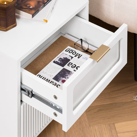 SoBuy FBT123-W Nachtkastje met 2 laden voor boxspringbed banktafel bijzettafel telefoontafel nachtkastje nachtkastje nachtkastje