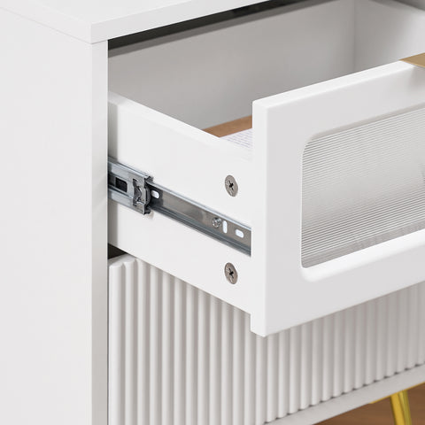 SoBuy FBT123-W Nachtkastje met 2 laden voor boxspringbed banktafel bijzettafel telefoontafel nachtkastje nachtkastje nachtkastje