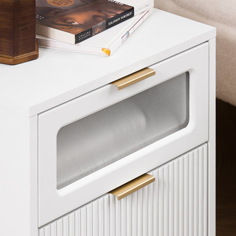 SoBuy FBT123-W Nachtkastje met 2 laden voor boxspringbed banktafel bijzettafel telefoontafel nachtkastje nachtkastje nachtkastje
