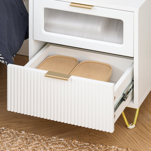 SoBuy FBT123-W Nachtkastje met 2 laden voor boxspringbed banktafel bijzettafel telefoontafel nachtkastje nachtkastje nachtkastje