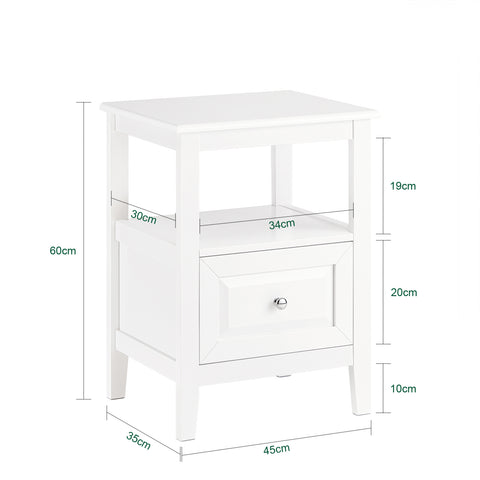 SoBuy FBT131-W Bijzettafel Nachtkastje, Sofa Bijzettafel,  Bedtafel voor Woonkamer, Slaapkamer, Kantoor