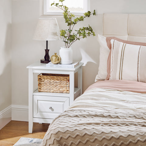 SoBuy FBT131-W Bijzettafel Nachtkastje, Sofa Bijzettafel,  Bedtafel voor Woonkamer, Slaapkamer, Kantoor