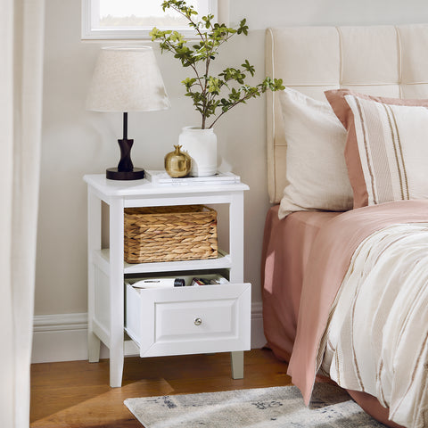 SoBuy FBT131-W Bijzettafel Nachtkastje, Sofa Bijzettafel,  Bedtafel voor Woonkamer, Slaapkamer, Kantoor