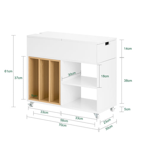 SoBuy FBT134-W Dossierkast archiefwagen printtafel printerstandaard rolcontainer met 4 wielen opbergkast kast voor kantoor wit