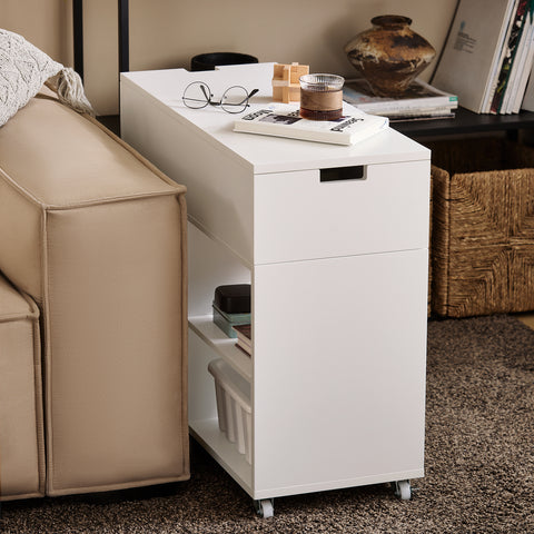 SoBuy FBT134-W Dossierkast archiefwagen printtafel printerstandaard rolcontainer met 4 wielen opbergkast kast voor kantoor wit