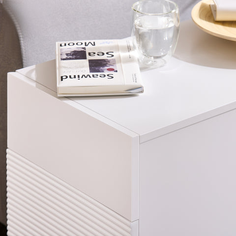 SoBuy FBT135-W Bijzettafel, bankpunt voor woonkamer, salontafel, bureaukast met 1 lade, 1 deur en vakken, wit, 70 x 35 x 60 cm