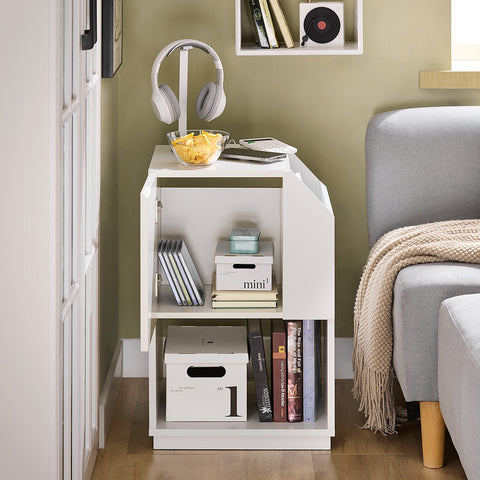 SoBuy FBT136-W Nachtkastje boxspringbed banktafel bijzettafel smal telefoontafel nachtkastje