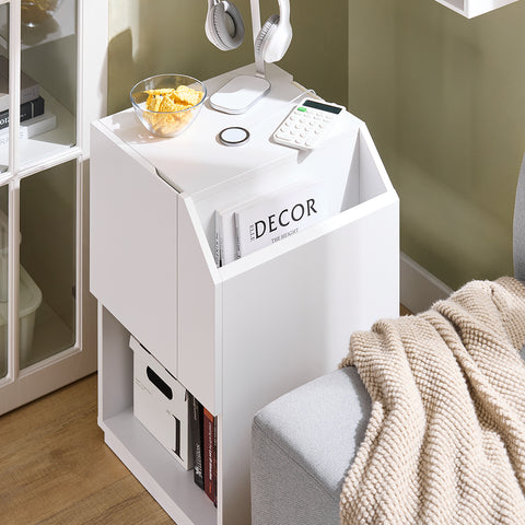 SoBuy FBT136-W Nachtkastje boxspringbed banktafel bijzettafel smal telefoontafel nachtkastje