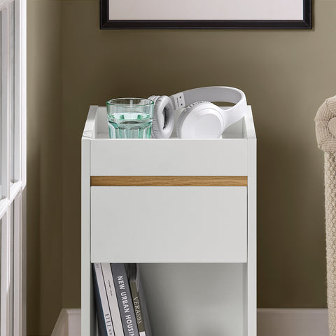 SoBuy FBT137-W Nachtkastje met lade Nachtkastje Sofa Einde Bijzettafel Telefoon Koffietafel Bedtafel Salontafel