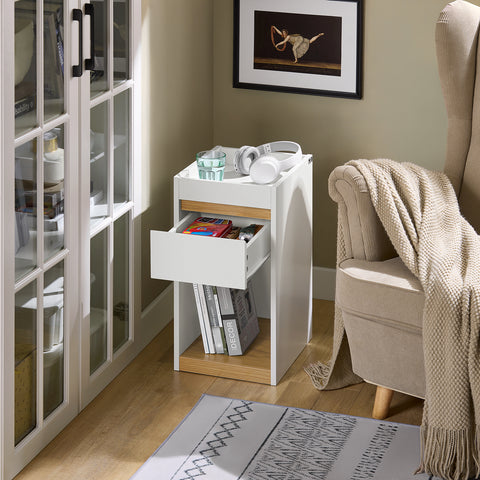 SoBuy FBT137-W Nachtkastje met lade Nachtkastje Sofa Einde Bijzettafel Telefoon Koffietafel Bedtafel Salontafel