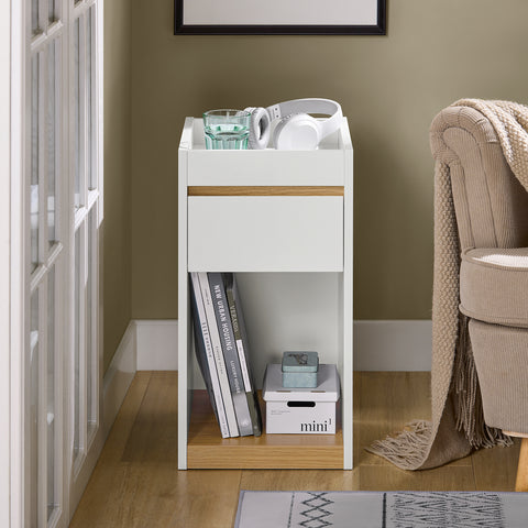 SoBuy FBT137-W Nachtkastje met lade Nachtkastje Sofa Einde Bijzettafel Telefoon Koffietafel Bedtafel Salontafel
