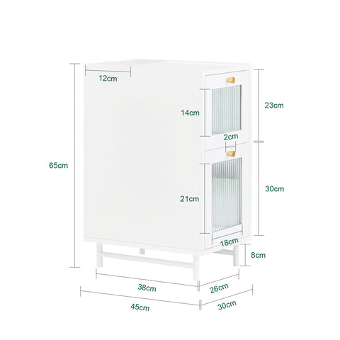 SoBuy FBT139-W Sofapunt met 2 laden Nachtkastje Bijzettafel Telefoon Koffietafel Bedtafel Salontafel, voor Woonkamer, Slaapkamer