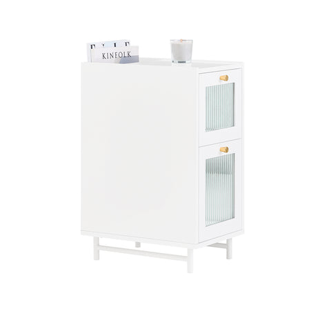 SoBuy FBT139-W Sofapunt met 2 laden Nachtkastje Bijzettafel Telefoon Koffietafel Bedtafel Salontafel, voor Woonkamer, Slaapkamer
