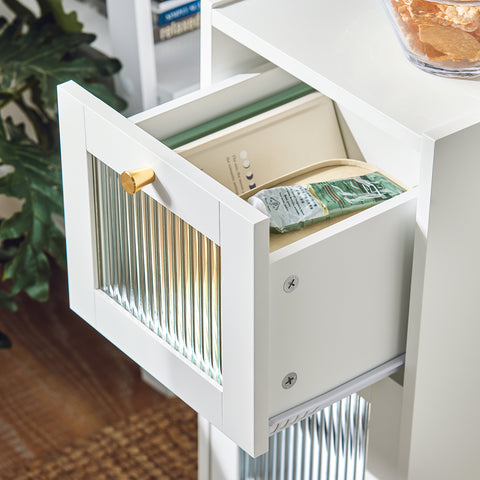 SoBuy FBT139-W Sofapunt met 2 laden Nachtkastje Bijzettafel Telefoon Koffietafel Bedtafel Salontafel, voor Woonkamer, Slaapkamer