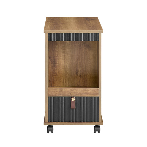 SoBuy FBT143-PF Bankpunt op wielen, nachtkastje, bijzettafel met 1 lade, 2 open vakken en 4 deuren, 35 x 75 x 61 cm (l x d x h)