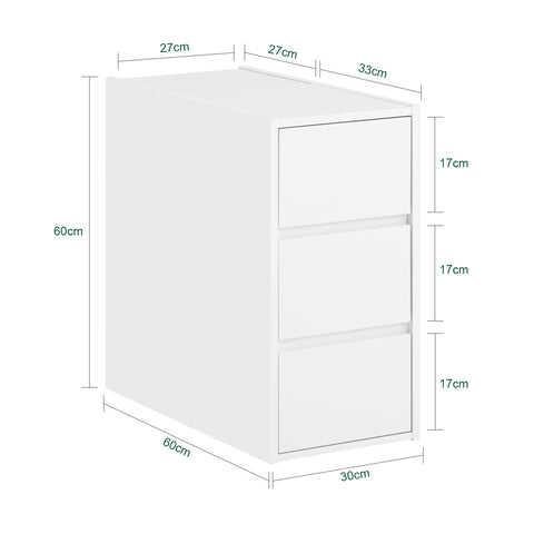 SoBuy FBT144-W Bijzettafel banktafel nachtkastje boxspringbed smal telefoontafel nachtkastje archiefkast wit BHT ca. 30x60x60cm