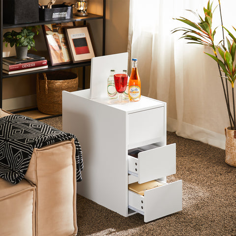 SoBuy FBT144-W Bijzettafel banktafel nachtkastje boxspringbed smal telefoontafel nachtkastje archiefkast wit BHT ca. 30x60x60cm