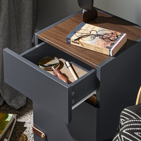 SoBuy FBT146-DG Nachtkastje, bankpunt, nachtkastje, bijzettafel, salontafel met 1 lade en 1 deur voor woonkamer, slaapkamer