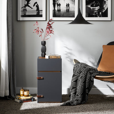 SoBuy FBT146-DG Nachtkastje, bankpunt, nachtkastje, bijzettafel, salontafel met 1 lade en 1 deur voor woonkamer, slaapkamer