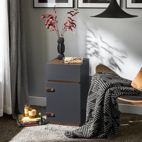 SoBuy FBT146-DG Nachtkastje, bankpunt, nachtkastje, bijzettafel, salontafel met 1 lade en 1 deur voor woonkamer, slaapkamer