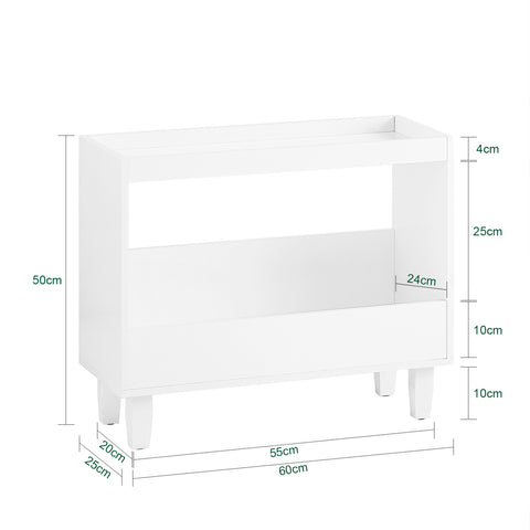 SoBuy FBT147-W Nachtkastje boxspringbed nachtkastje nachtkastje bijzettafel nisrek badkamerrek smal wit BHT ca. 60x50x25cm