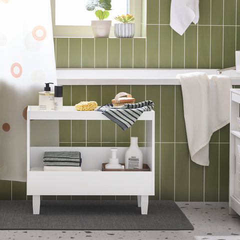 SoBuy FBT147-W Nachtkastje boxspringbed nachtkastje nachtkastje bijzettafel nisrek badkamerrek smal wit BHT ca. 60x50x25cm