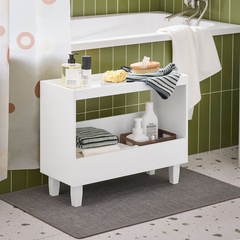SoBuy FBT147-W Nachtkastje boxspringbed nachtkastje nachtkastje bijzettafel nisrek badkamerrek smal wit BHT ca. 60x50x25cm
