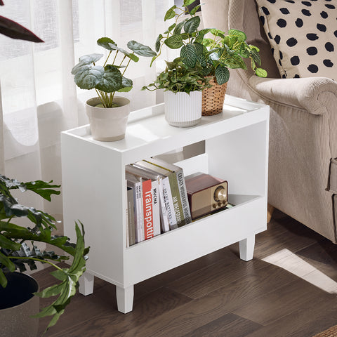 SoBuy FBT147-W Nachtkastje boxspringbed nachtkastje nachtkastje bijzettafel nisrek badkamerrek smal wit BHT ca. 60x50x25cm