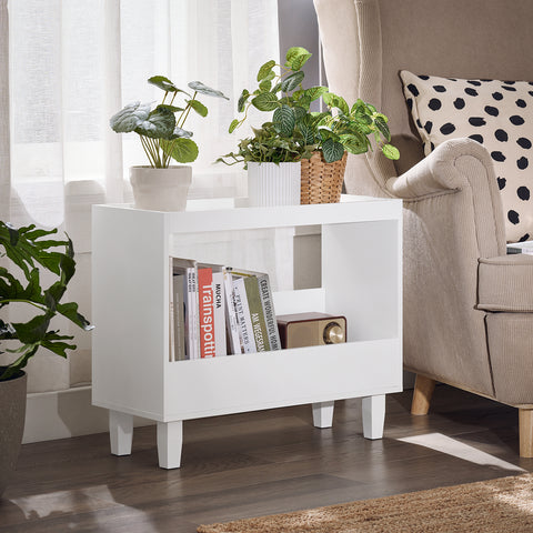 SoBuy FBT147-W Nachtkastje boxspringbed nachtkastje nachtkastje bijzettafel nisrek badkamerrek smal wit BHT ca. 60x50x25cm