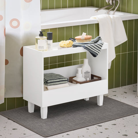 SoBuy FBT147-W Nachtkastje boxspringbed nachtkastje nachtkastje bijzettafel nisrek badkamerrek smal wit BHT ca. 60x50x25cm