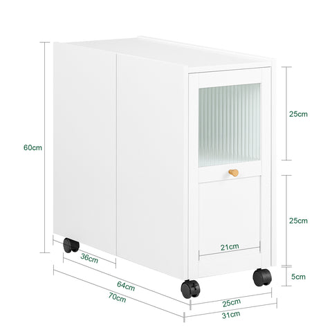 SoBuy FBT150-W Dossierkast archiefwagen printtafel printerstandaard rolcontainers opslagkast kast kast voor kantoor wit