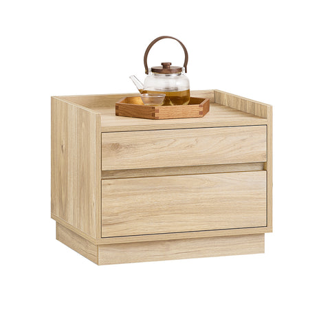 SoBuy FBT153-N Nachtkastje Bijzettafel Salontafel met 2 Laden 50x40x40 cm, Natuur