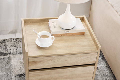SoBuy FBT153-N Nachtkastje Bijzettafel Salontafel met 2 Laden 50x40x40 cm, Natuur