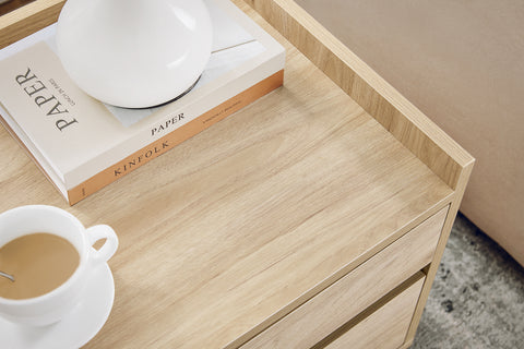 SoBuy FBT153-N Nachtkastje Bijzettafel Salontafel met 2 Laden 50x40x40 cm, Natuur