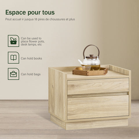 SoBuy FBT153-N Nachtkastje Bijzettafel Salontafel met 2 Laden 50x40x40 cm, Natuur