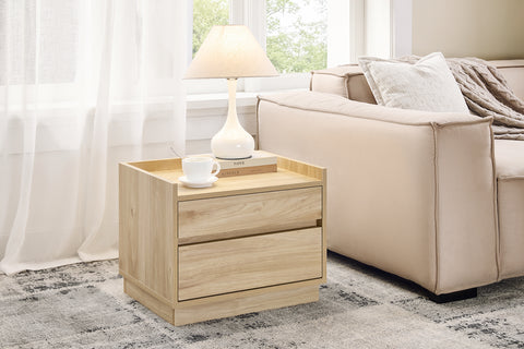 SoBuy FBT153-N Nachtkastje Bijzettafel Salontafel met 2 Laden 50x40x40 cm, Natuur