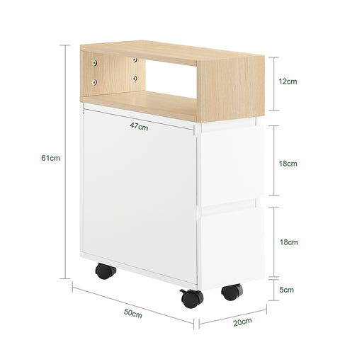 SoBuy FBT155-WN Bijzettafel op wielen Nachtkastje Nachtkastje Bijzettafel