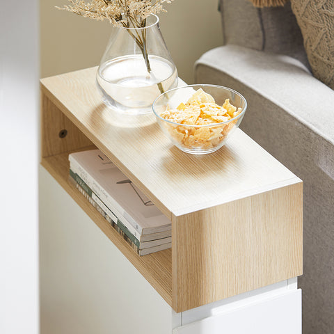 SoBuy FBT155-WN Bijzettafel op wielen Nachtkastje Nachtkastje Bijzettafel