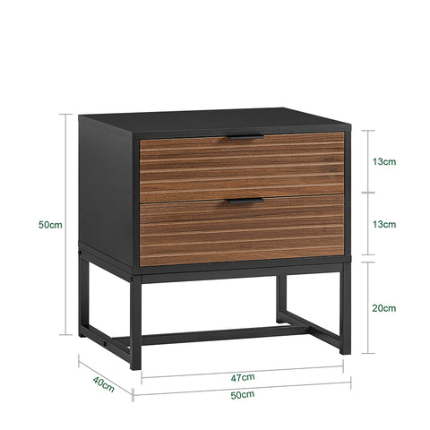 SoBuy FBT156-BR Bijzettafel Nachtkastje met 2 Laden