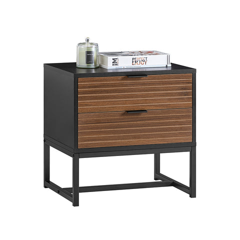 SoBuy FBT156-BR Bijzettafel Nachtkastje met 2 Laden