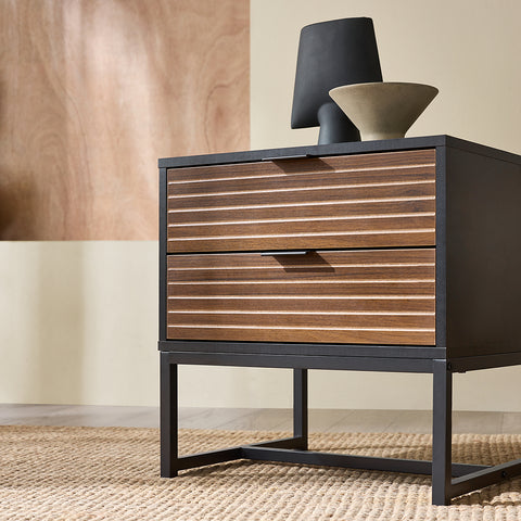SoBuy FBT156-BR Bijzettafel Nachtkastje met 2 Laden