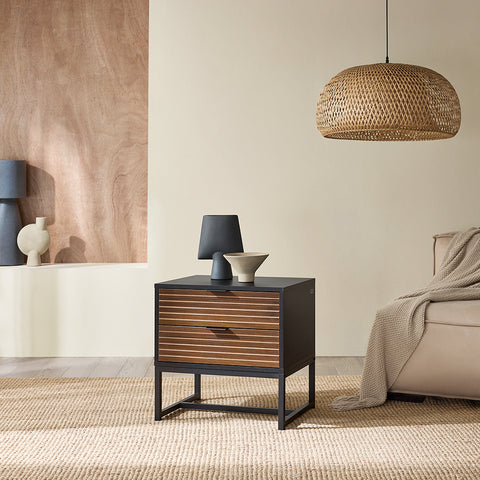 SoBuy FBT156-BR Bijzettafel Nachtkastje met 2 Laden
