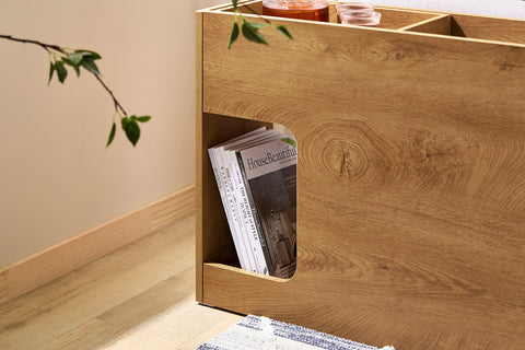 SoBuy FBT158-N Sofa bijzettafel met 1 afneembaar blad, 1 schuiflade en 1 open vak