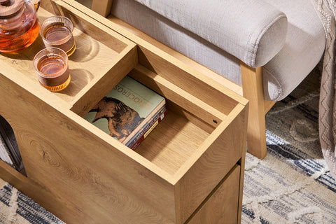 SoBuy FBT158-N Sofa bijzettafel met 1 afneembaar blad, 1 schuiflade en 1 open vak