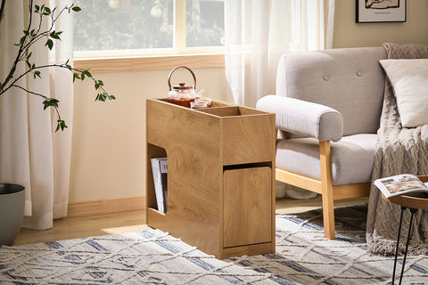 SoBuy FBT158-N Sofa bijzettafel met 1 afneembaar blad, 1 schuiflade en 1 open vak