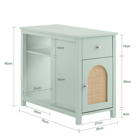 SoBuy FBT159-GR Bankpunt bijzettafel met 1 lade, 1 deur en 2 open vakken