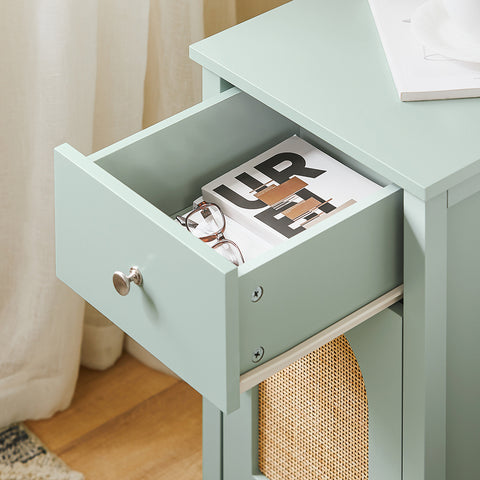 SoBuy FBT159-GR Bankpunt bijzettafel met 1 lade, 1 deur en 2 open vakken
