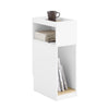 SoBuy FBT171-WN Smal Nachtkastje, Smalle Bedkast met Lade en Plank, Moderne Bijzettafel voor Slaapkamer en Woonkamer, Wit, W20 x D35 x H60cm